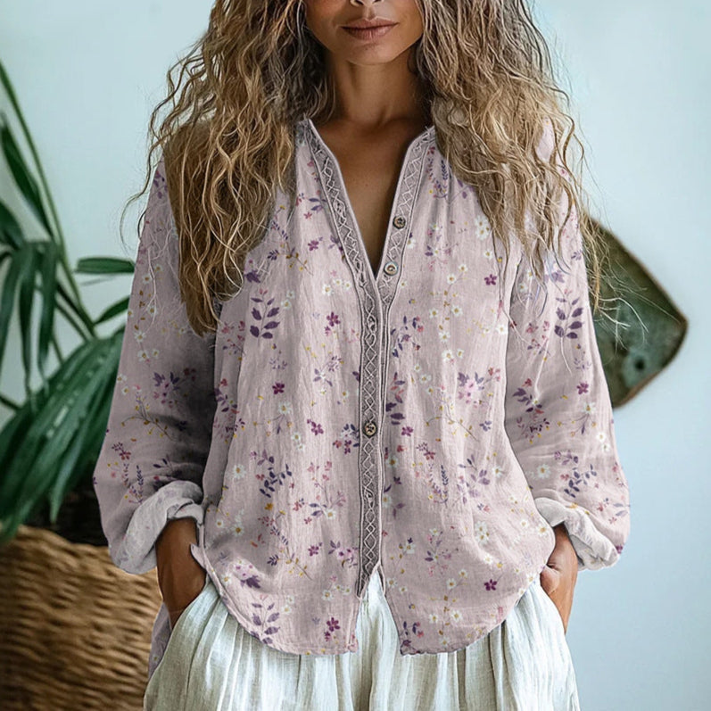Diane | Vintage bluse med bladprint